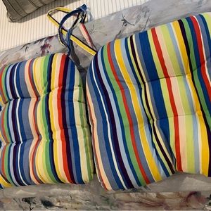 Brightly Rainbow Colored Chair Cushions (Set of 2) - Excellent (like new)